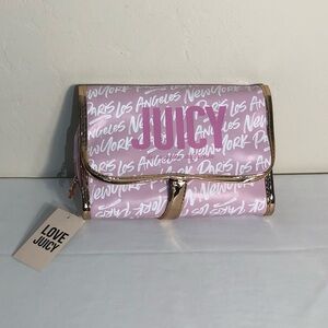 NWT JUICY Pink Makeup Bag Travel Couture Cosmetic White Vacation Cruise Wedding